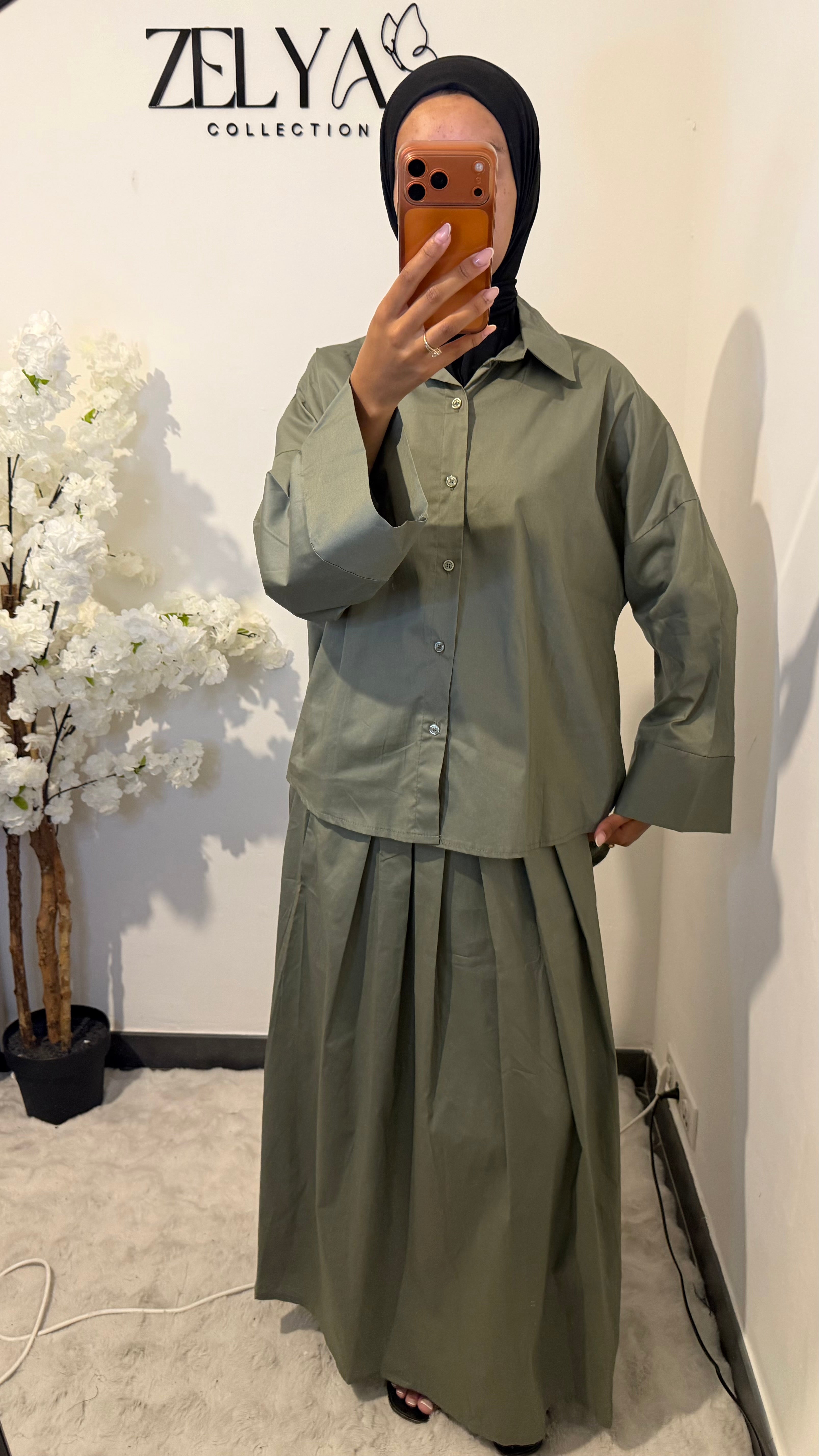 Ensemble 100% coton jupe plissure