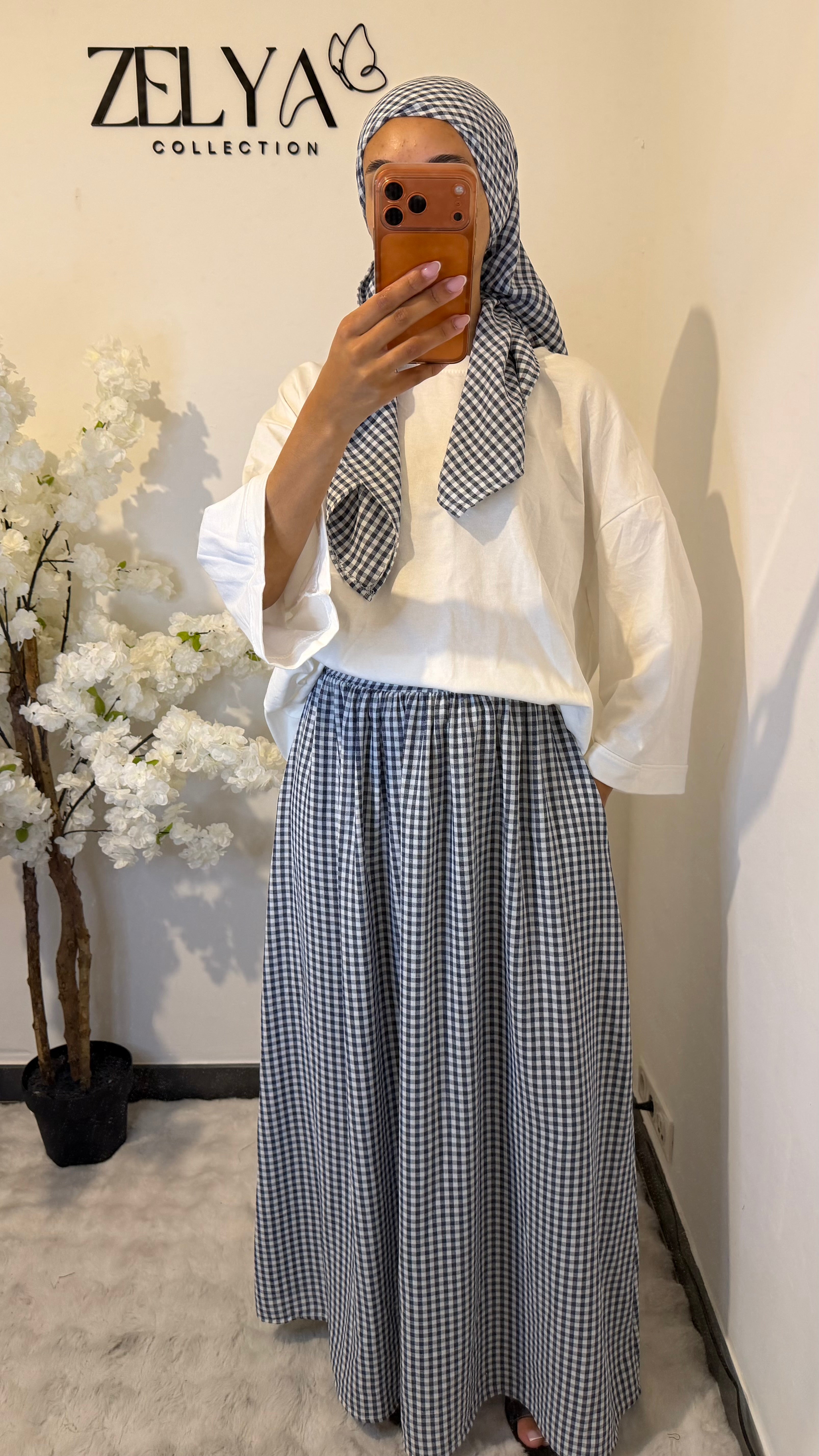 Ensemble jupe + carrée vichy