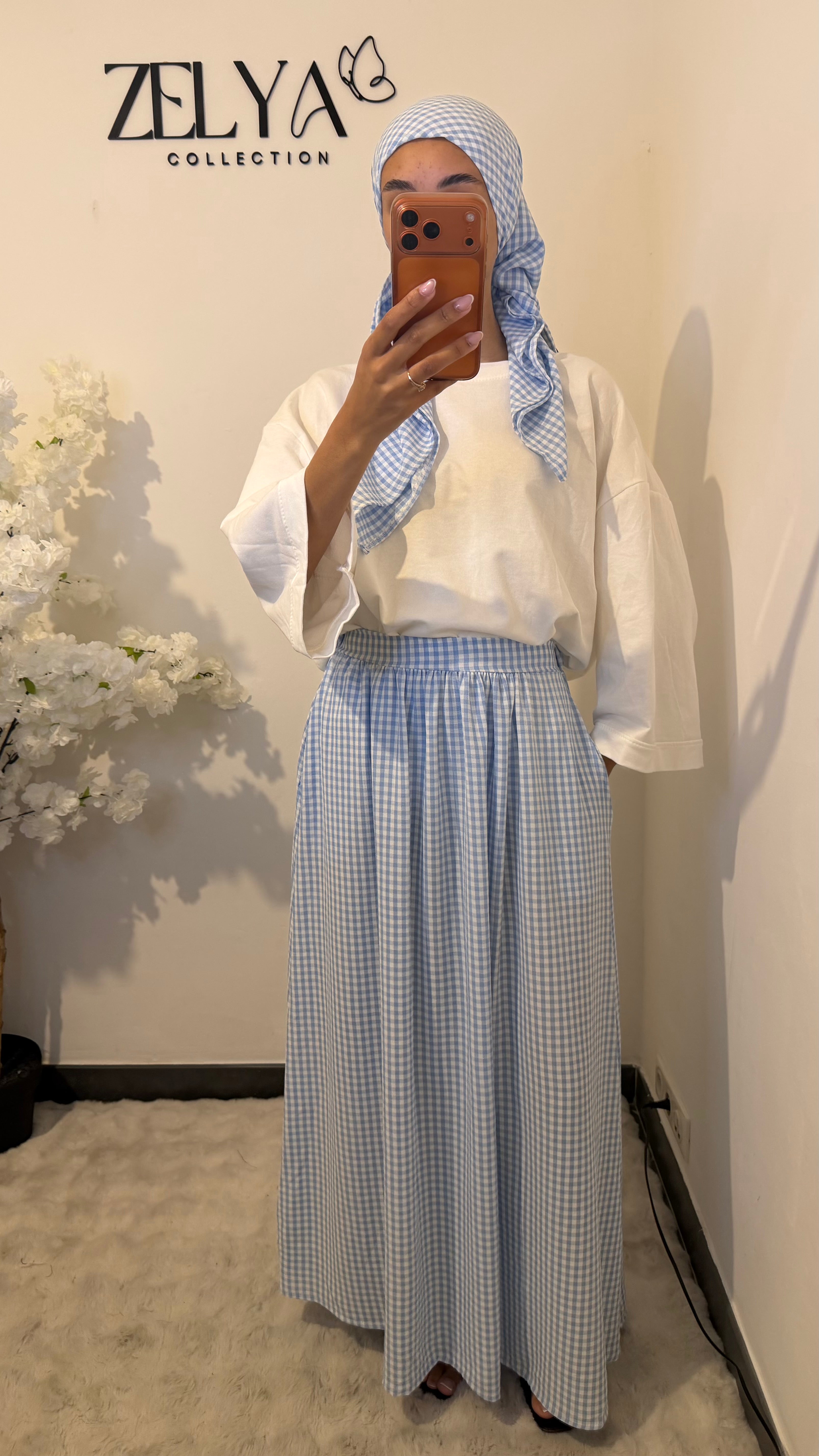 Ensemble jupe + carrée vichy