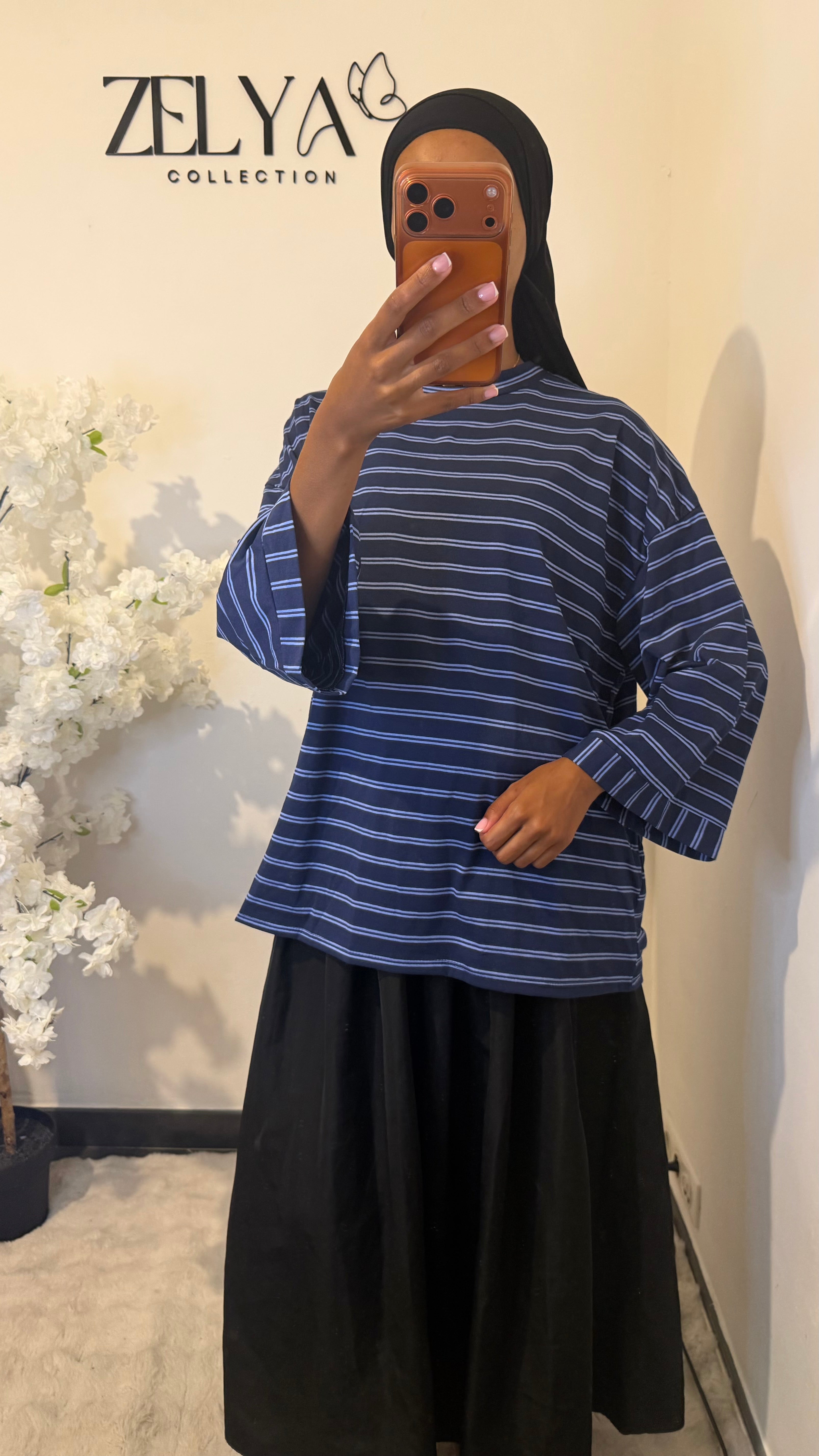 T-shirt rayé manches longues sans fentes