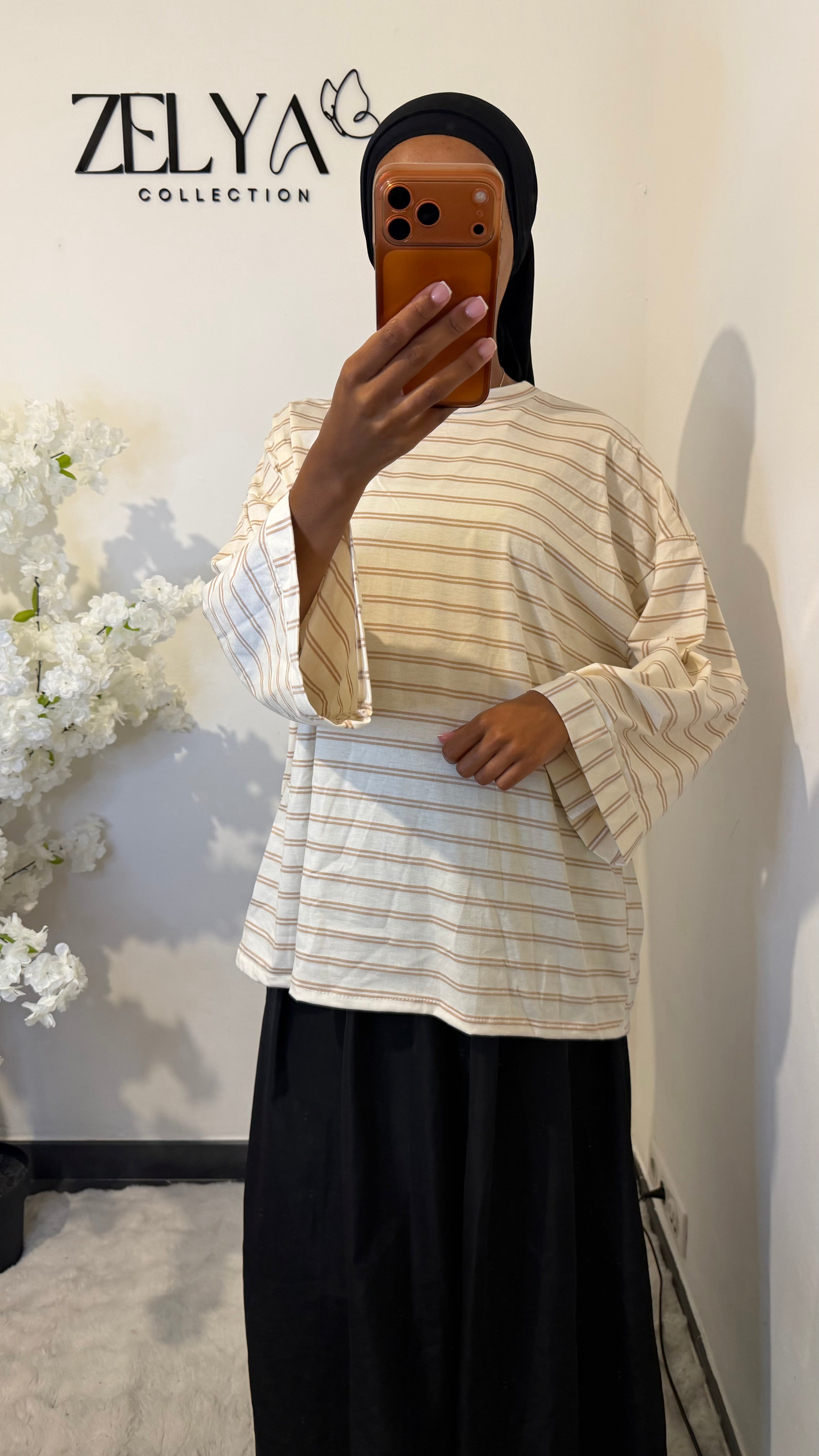 T-shirt rayé manches longues sans fentes