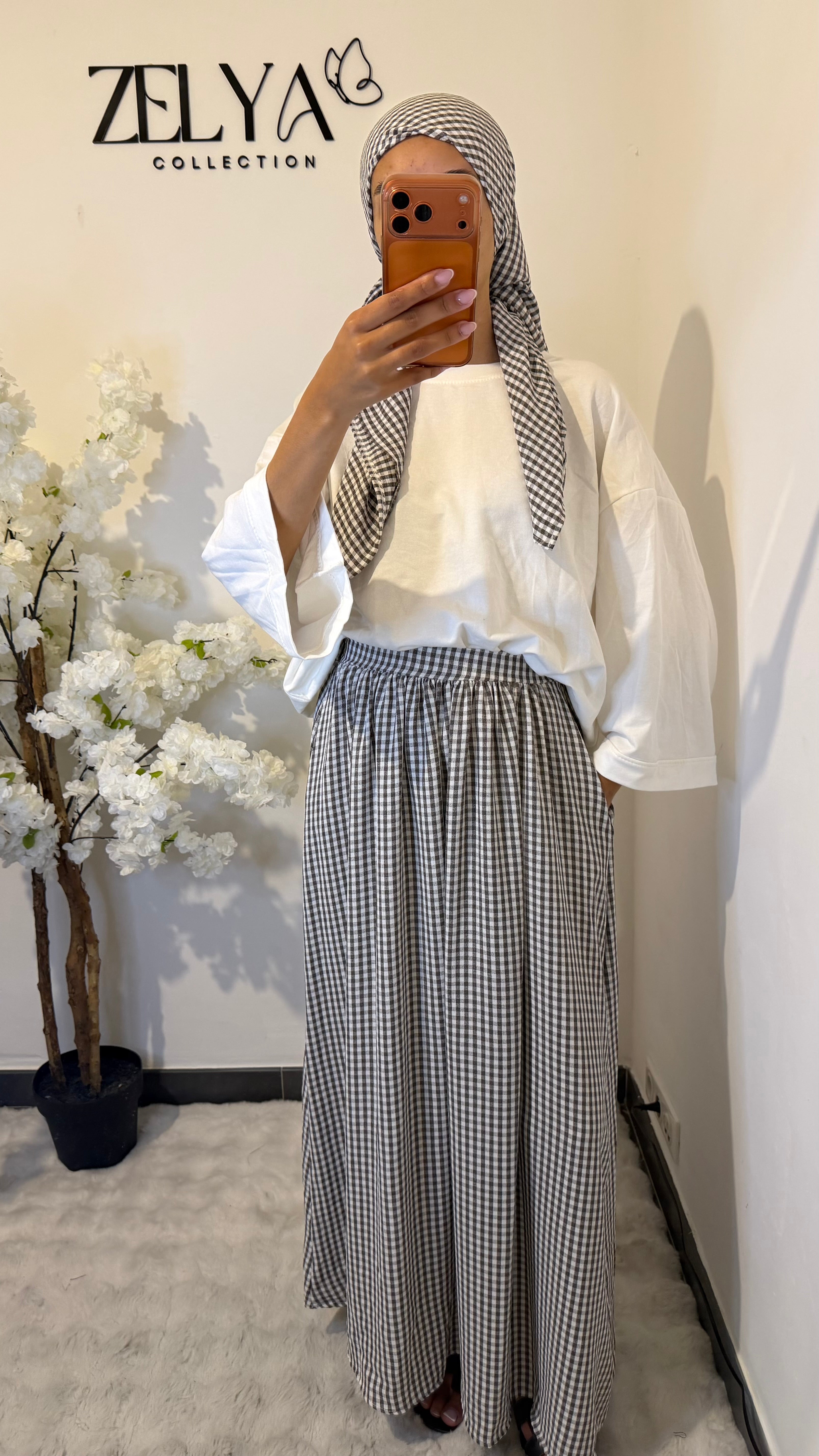 Ensemble jupe + carrée vichy