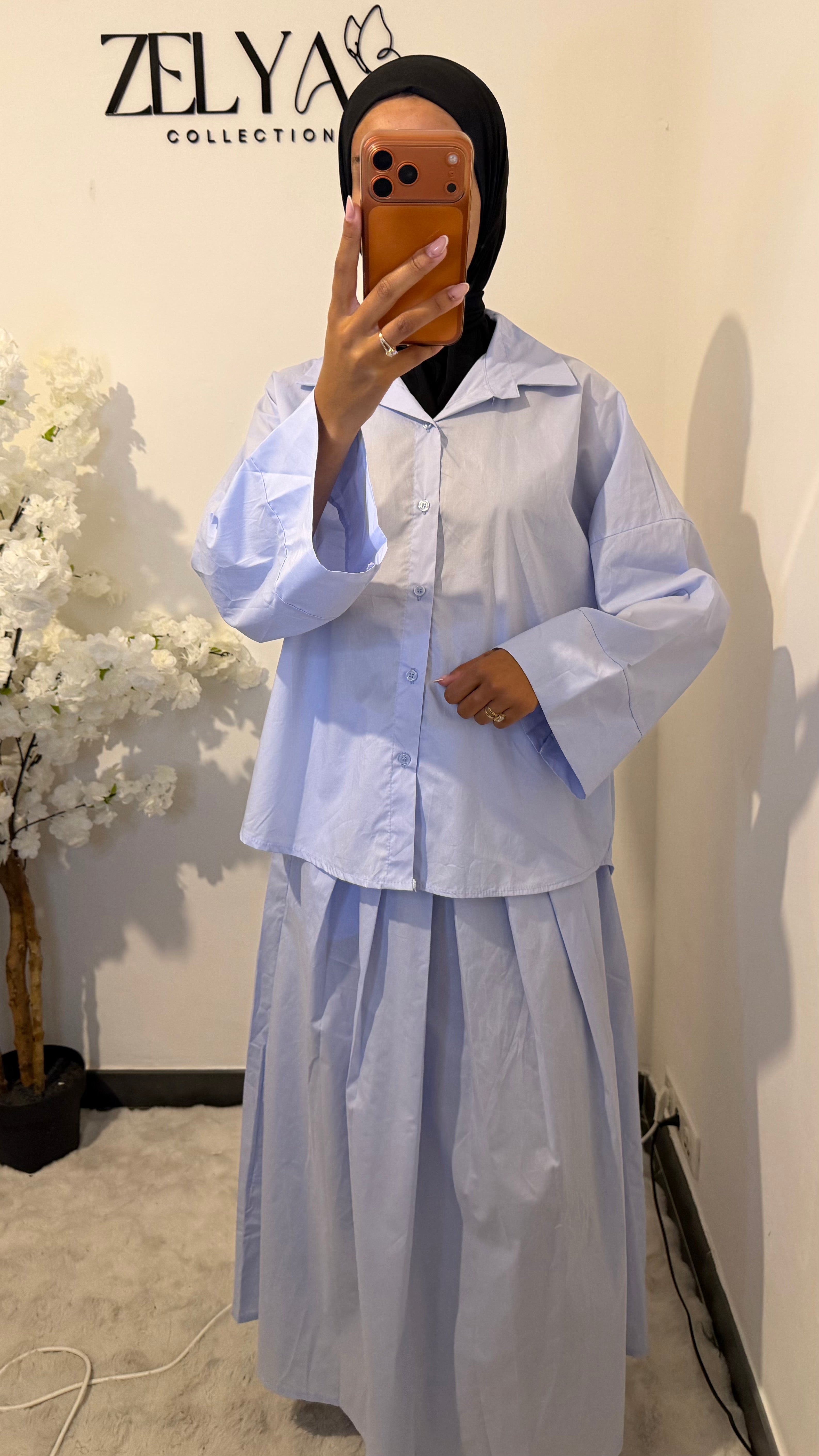 Ensemble 100% coton jupe plissure