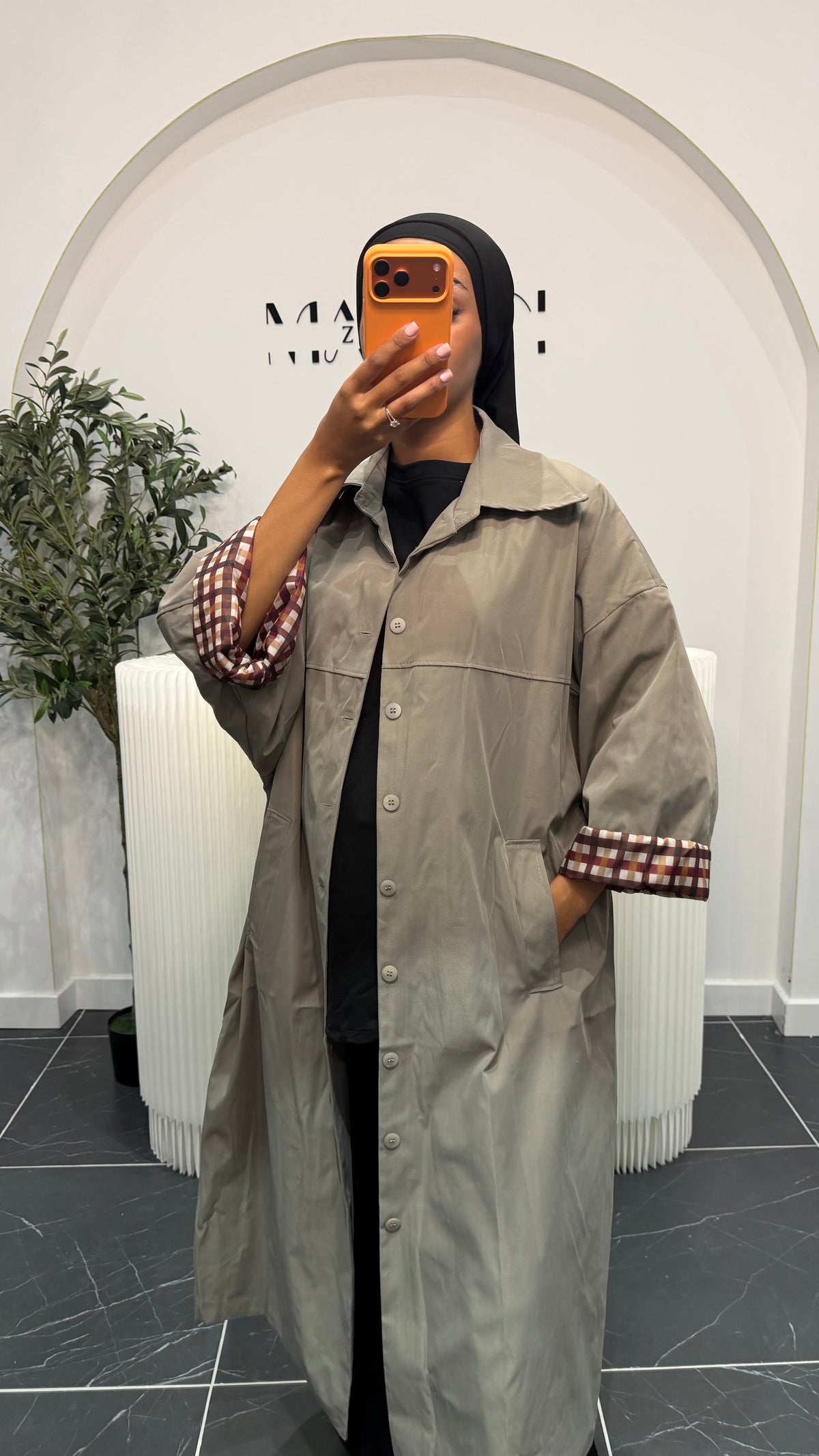 Trench manches carreaux