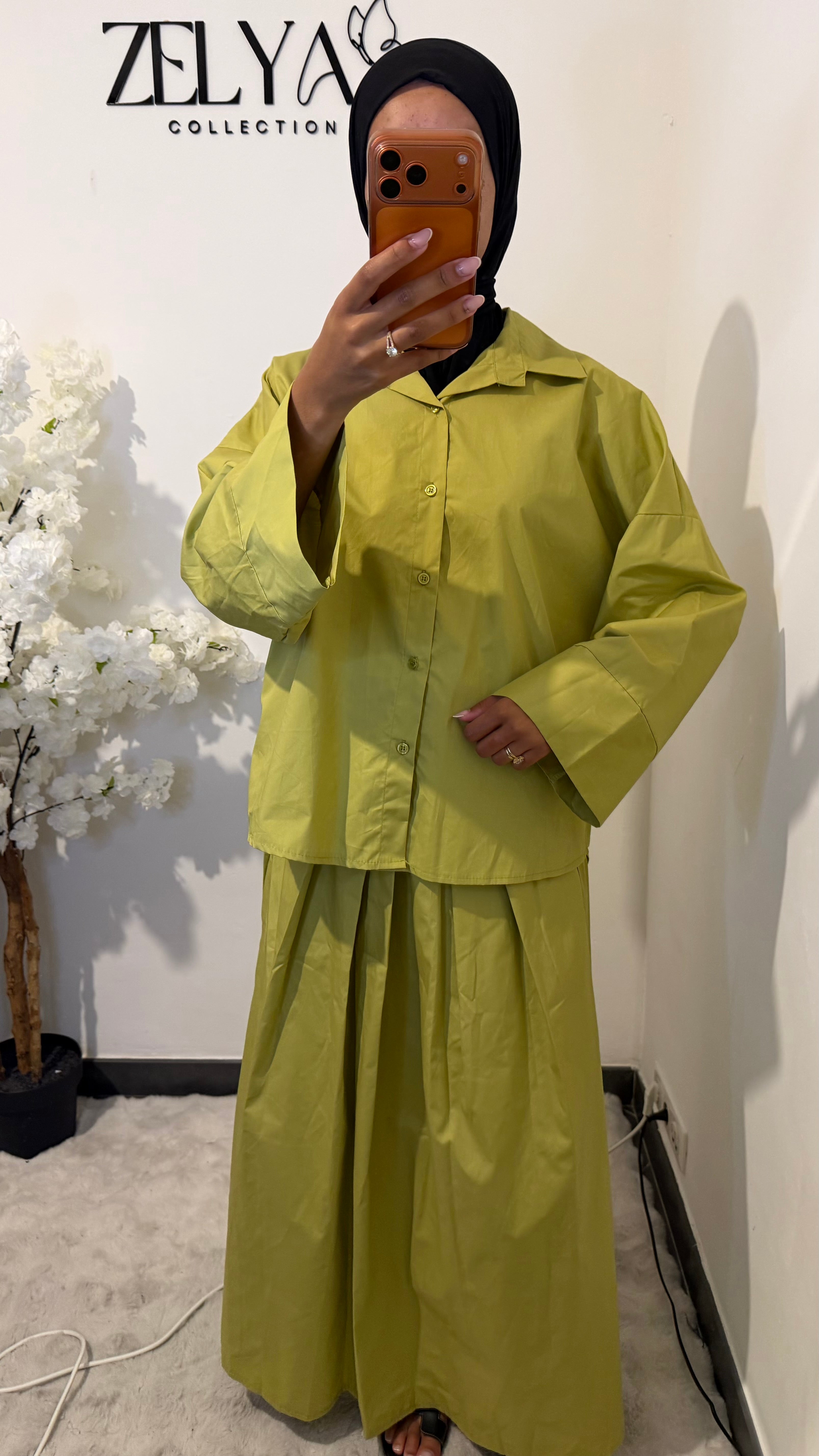 Ensemble 100% coton jupe plissure