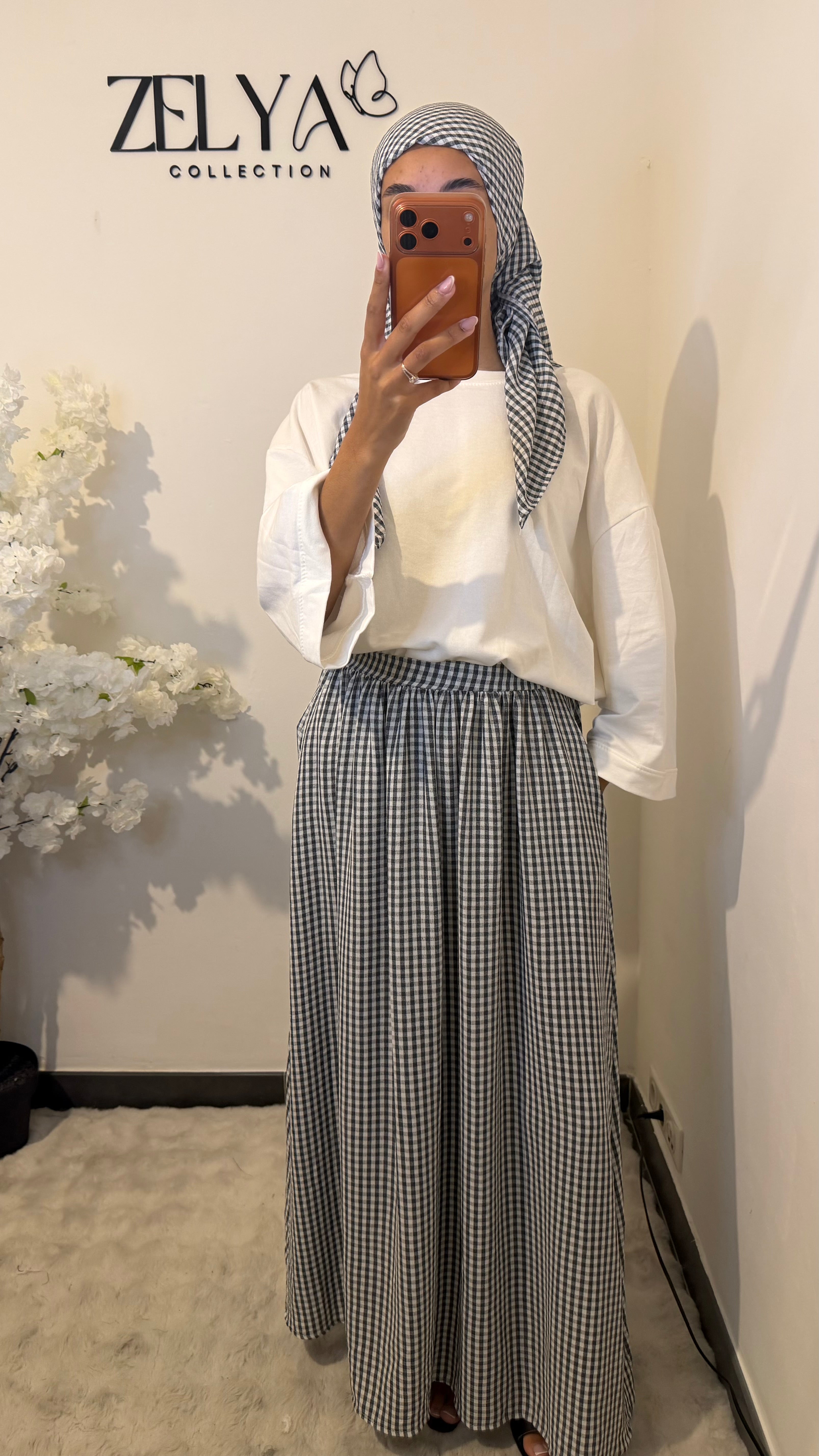 Ensemble jupe + carrée vichy