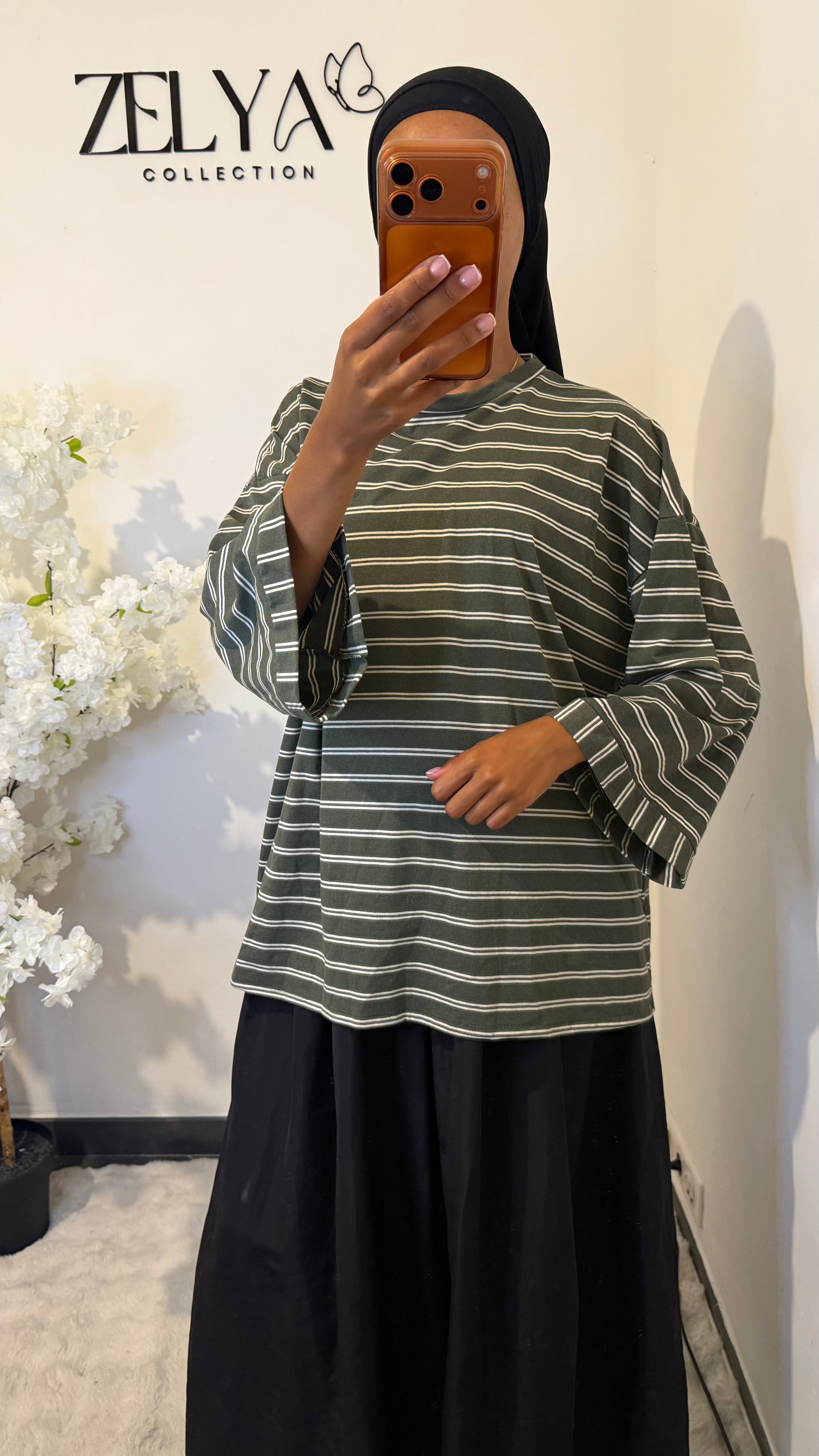 T-shirt rayé manches longues sans fentes