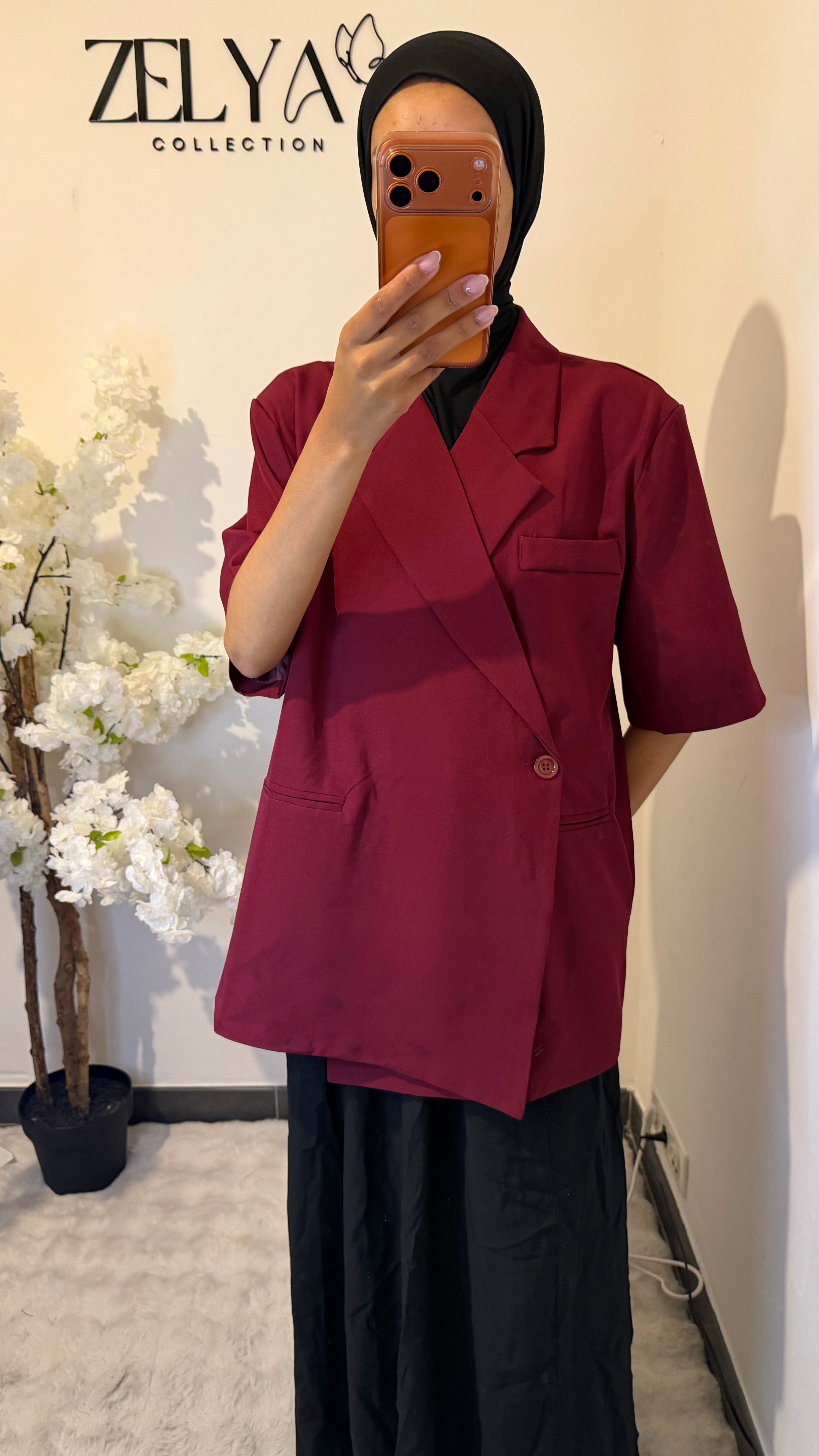 Blazer manches courtes sans fente